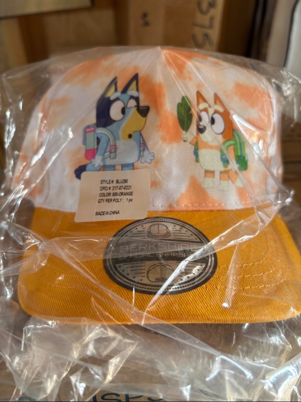 Kids Orange & White Bluey Tie-Dye Baseball Cap
